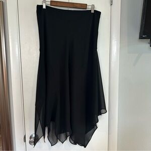 Scarlett Y2K Whimsygoth Asymmetrical Midi Skirt. Size: 12. Color: Black.